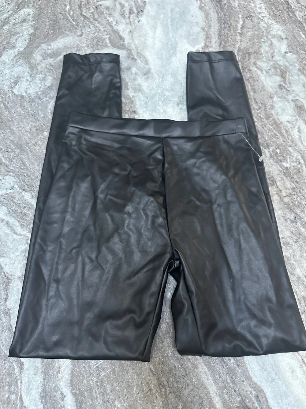 4/$25 NEW Zara Faux Leather Black Leggings Slim Fit Elastic Waist Girls Sz 10